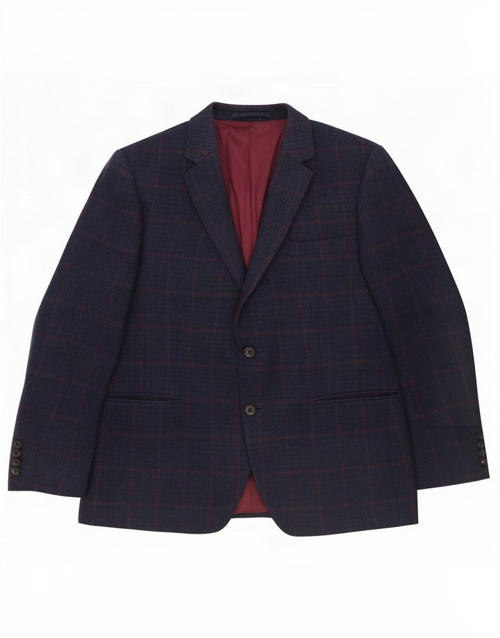 Marks & Spencer Męska krótka marynarka zapinana na 2 guziki UK 44 XL Granatowa kratka