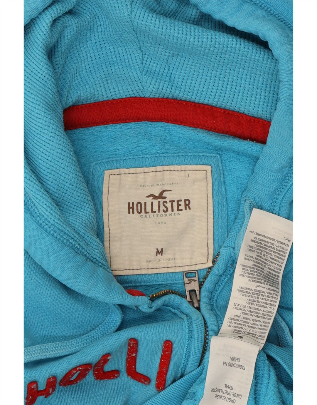 HOLLISTER Damski sweter z kapturem i zamkiem błyskawicznym UK 14, średni niebieski, bawełniany