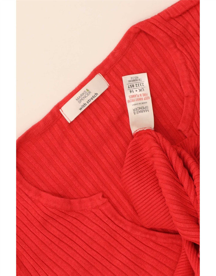 T-shirt damski Marks & Spencer Top UK 14, średni czerwony, wiskoza