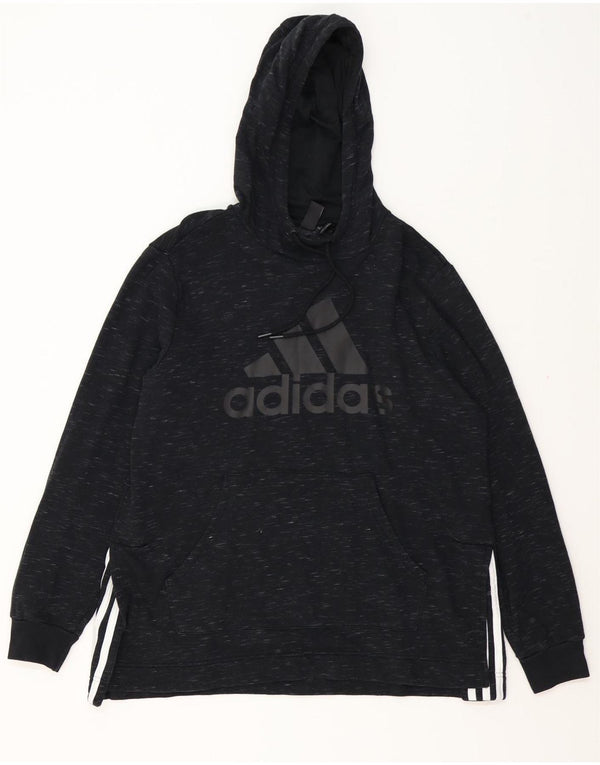 Damska bluza z kapturem Adidas Graphic UK 16/18, duża, czarna, nakrapiana bawełna