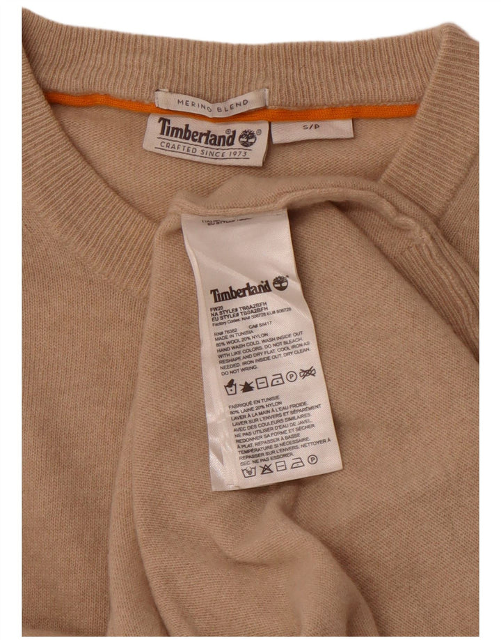 TIMBERLAND Męski sweter z okrągłym dekoltem, mały, beżowy, wełniany