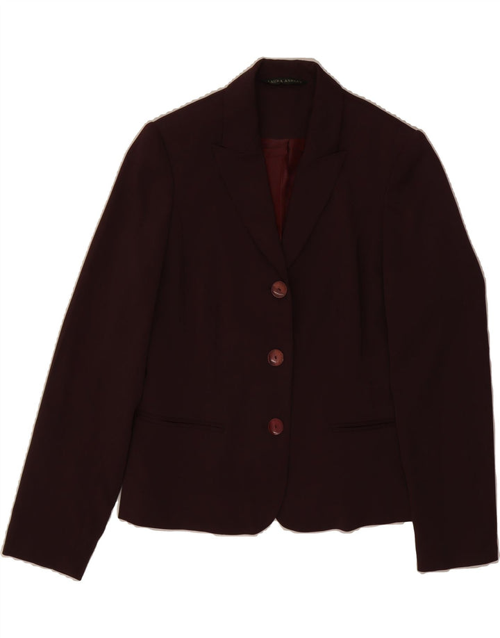 LAURA ASHLEY Womens 3 Button Blazer Jacket UK 12 Medium  Burgundy Vintage Laura Ashley and Second-Hand Laura Ashley from Messina Hembry 