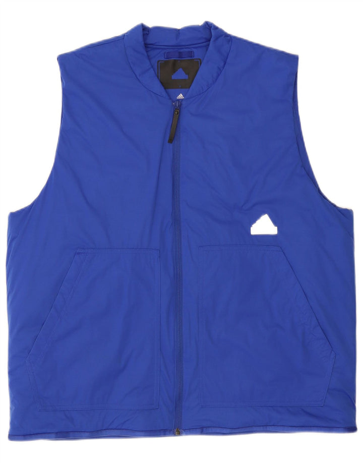 Męska bluza dresowa Adidas bez rękawów, duża, niebieska, poliamidowa