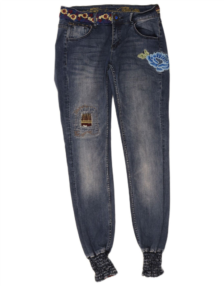 Damskie spodnie joggery Desigual Graphic Slim Jeans W28 L32 Niebieski poliester