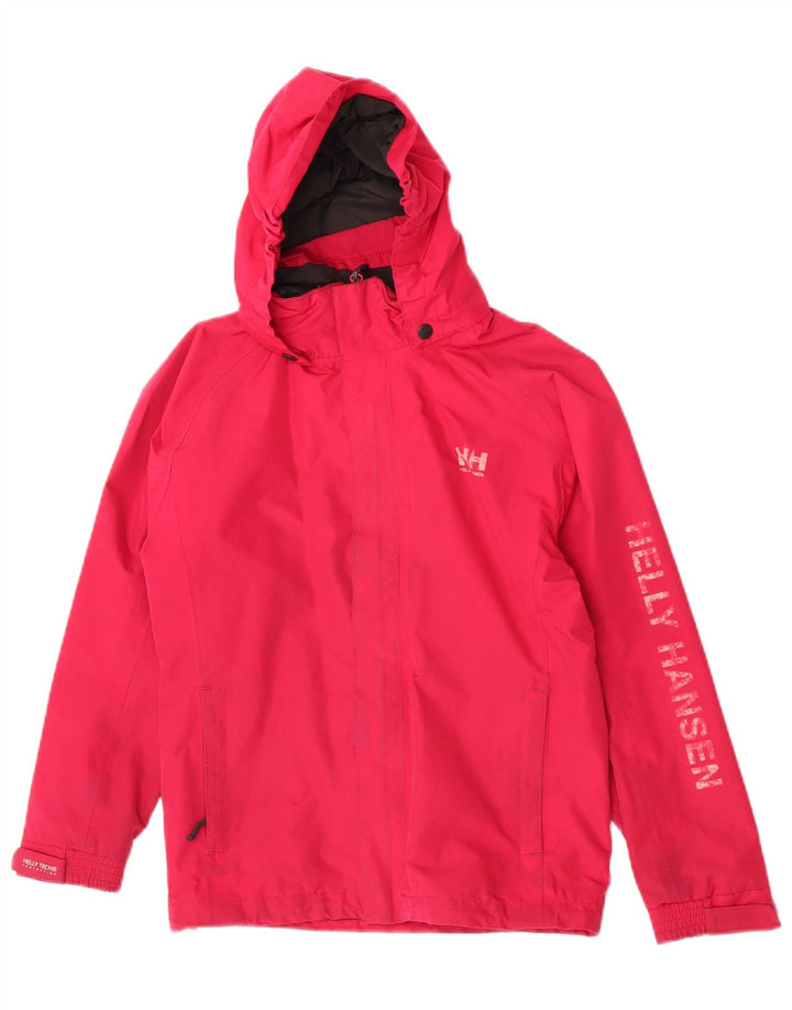 Dziewczęca kurtka przeciwdeszczowa z kapturem i grafiką Helly Hansen 11-12 lat, różowa, poliester