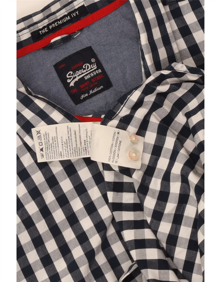 Koszula męska Superdry o luźnym kroju, średnia, granatowa, bawełniana w kratkę