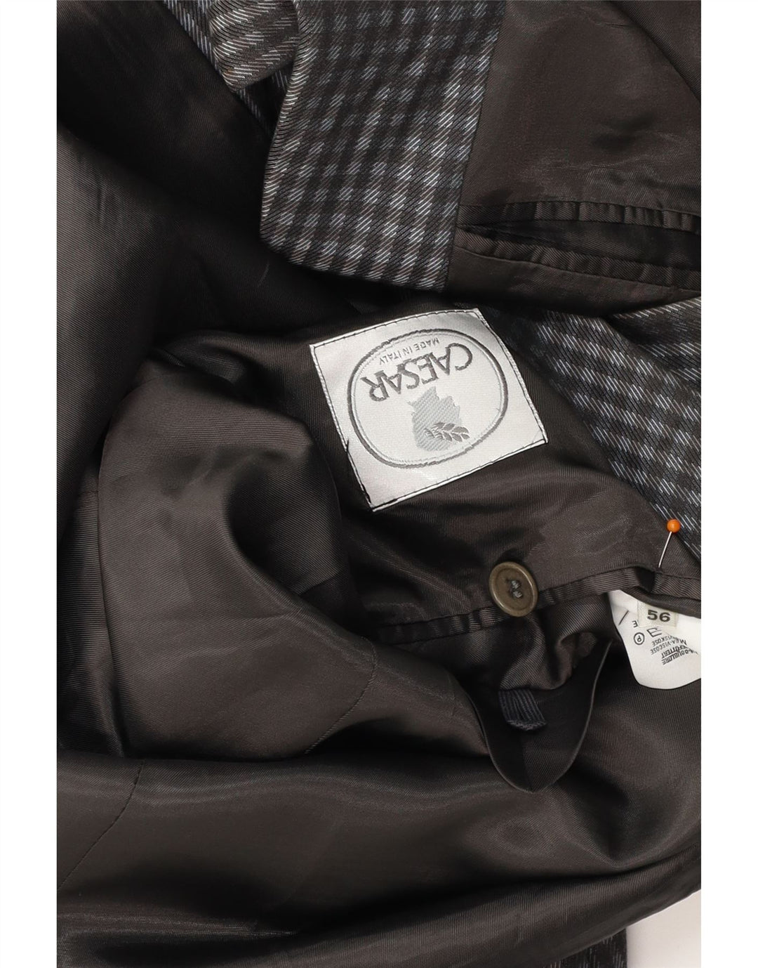 Męska marynarka zapinana na 2 guziki CAESAR IT 56 XL Szara bawełniana kratka