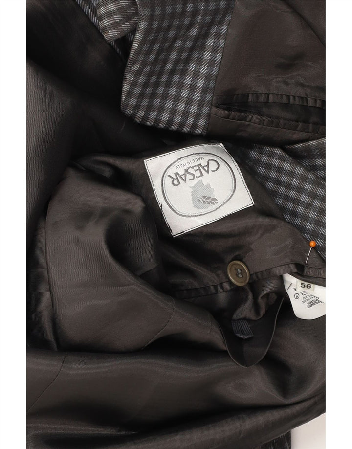 Męska marynarka zapinana na 2 guziki CAESAR IT 56 XL Szara bawełniana kratka