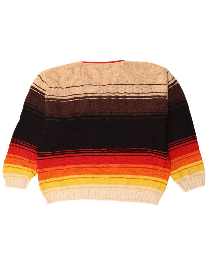 Męski sweter w stylu vintage z dekoltem w szpic IT 50 w średnie, wielokolorowe paski