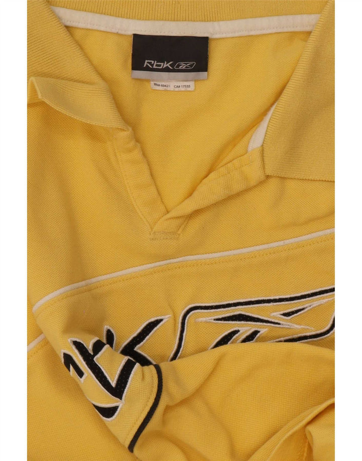 Męska koszulka polo Reebok z grafiką, duża, żółta, bawełniana