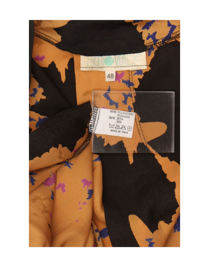 Vintage damski kardigan w abstrakcyjny wzór IT 48 XL żółty poliester