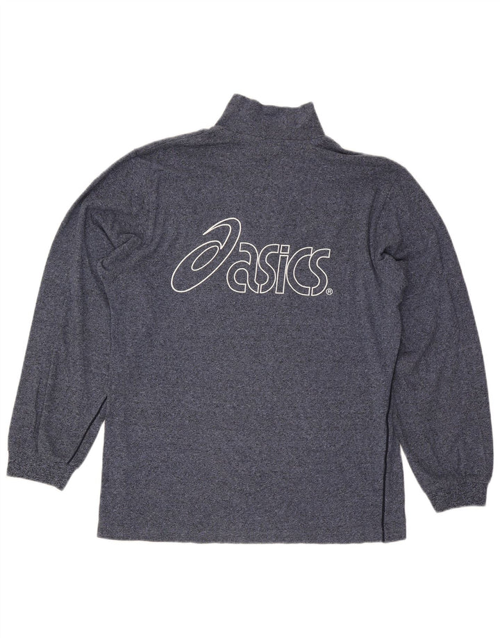 Męska bluza z kapturem i zamkiem błyskawicznym Asics, duża, granatowa, nakrapiana