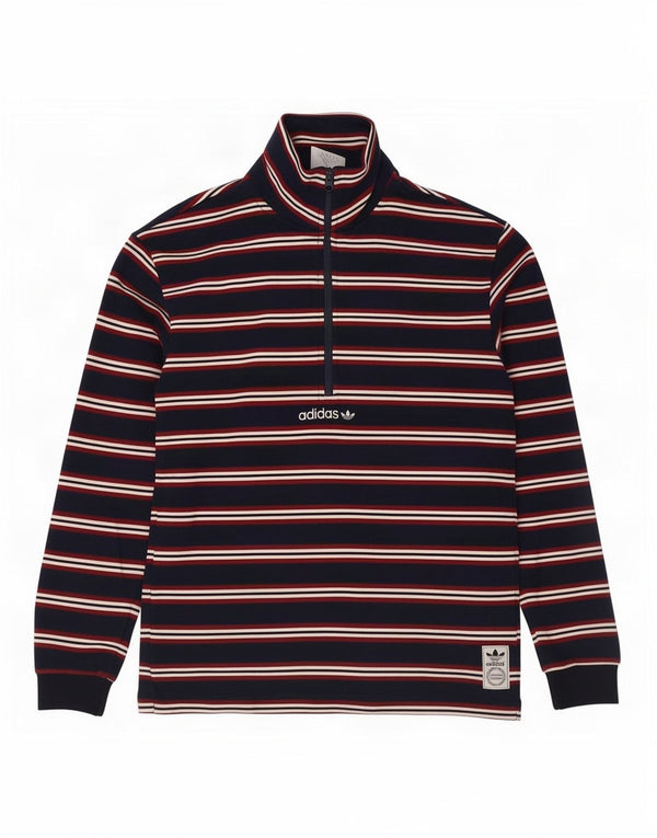 Adidas Męska bluza z zamkiem błyskawicznym Jumper XS Granatowa, bawełniana w paski