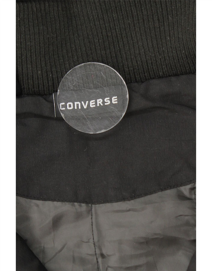 Converse Męska wyściełana kurtka z kapturem UK 40, duża, czarna, nylonowa