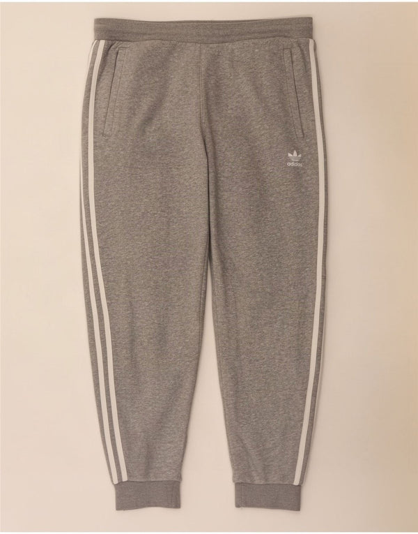 Damskie spodnie dresowe Adidas Joggers UK 14, duże, szare, nakrapiane, bawełniane