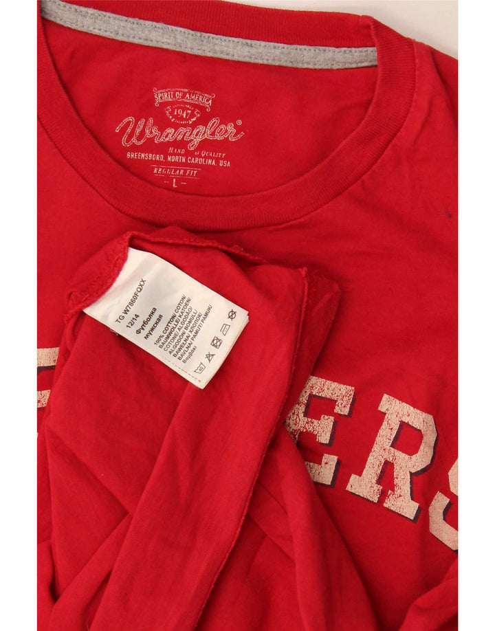Męski T-shirt z grafiką Wrangler o regularnym kroju, duży, czerwony, bawełniany