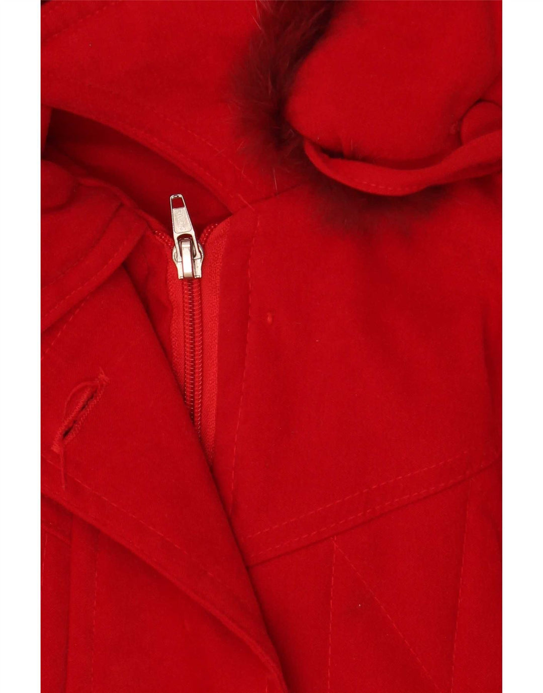 Vintage damska kurtka parka z kapturem, oversize UK 18 XL, czerwony poliester