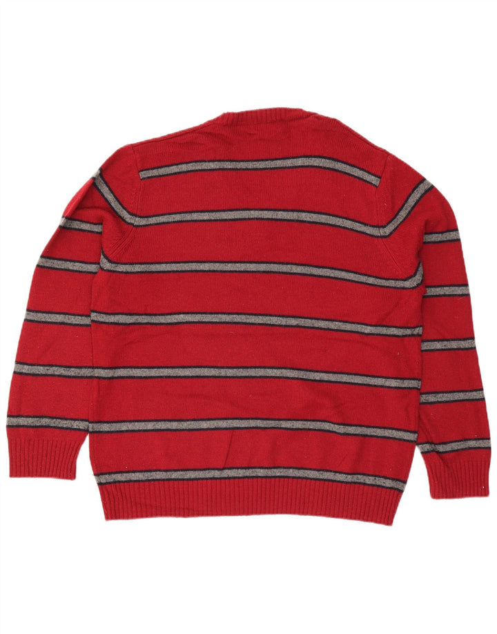 Męski sweter Marks & Spencer Blue Harbor z dekoltem w kształcie litery V, duże czerwone paski