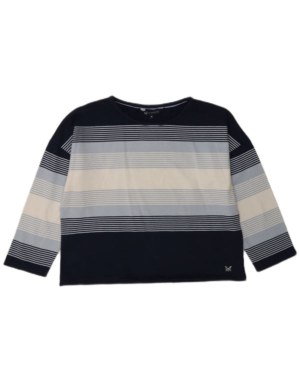 Crew Clothing Top damski z długim rękawem, UK 14, średni granatowy w paski