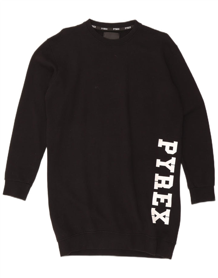 Damska bluza dresowa Pyrex Oversize Sukienka UK 10 Mała czarna bawełna