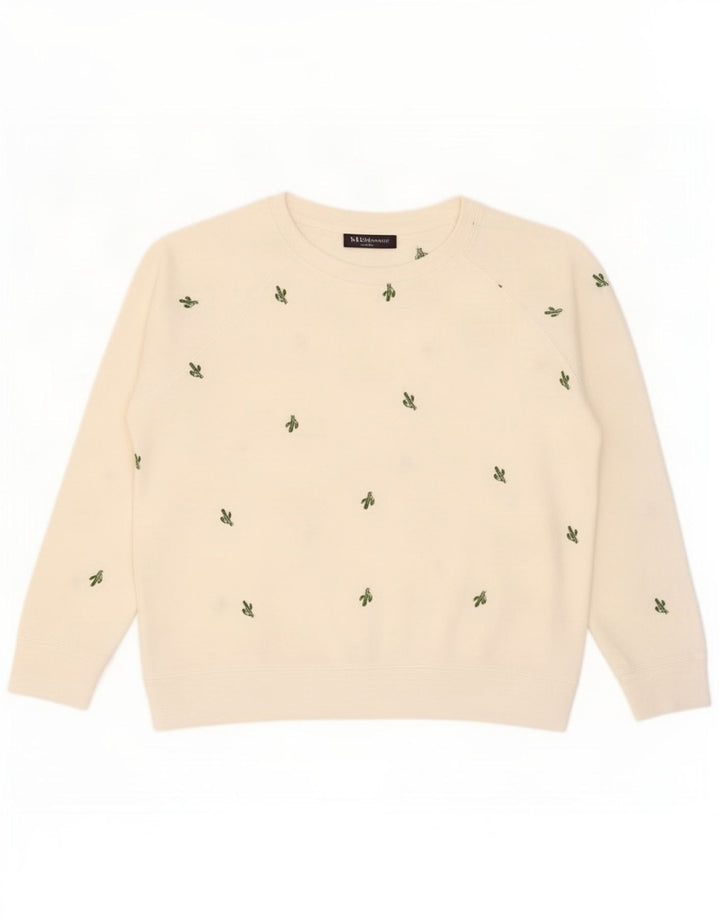 Damski sweter Marks & Spencer z abstrakcyjnym wzorem, UK 16, duży, biały