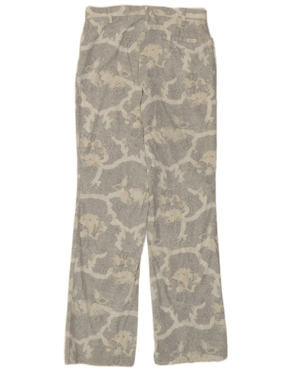 CHERVO Womens Straight Casual Trousers UK 8 Small W27 L29 Grey Floral