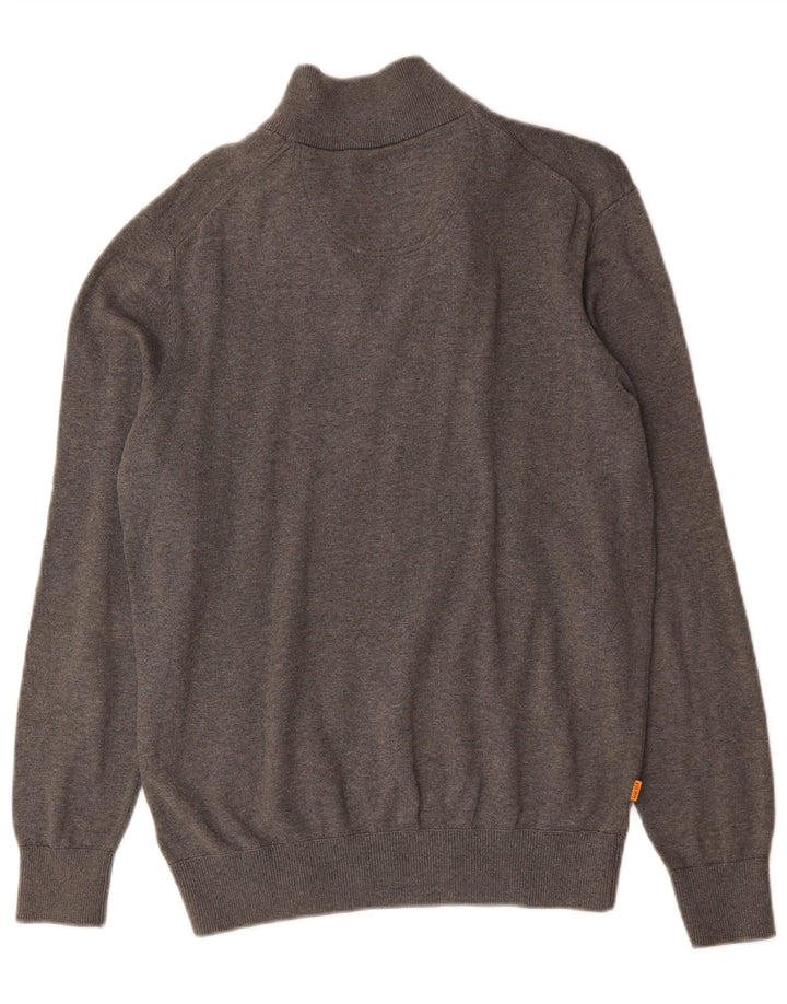 Męski sweter z zamkiem błyskawicznym Timberland, mały, szary, bawełniany