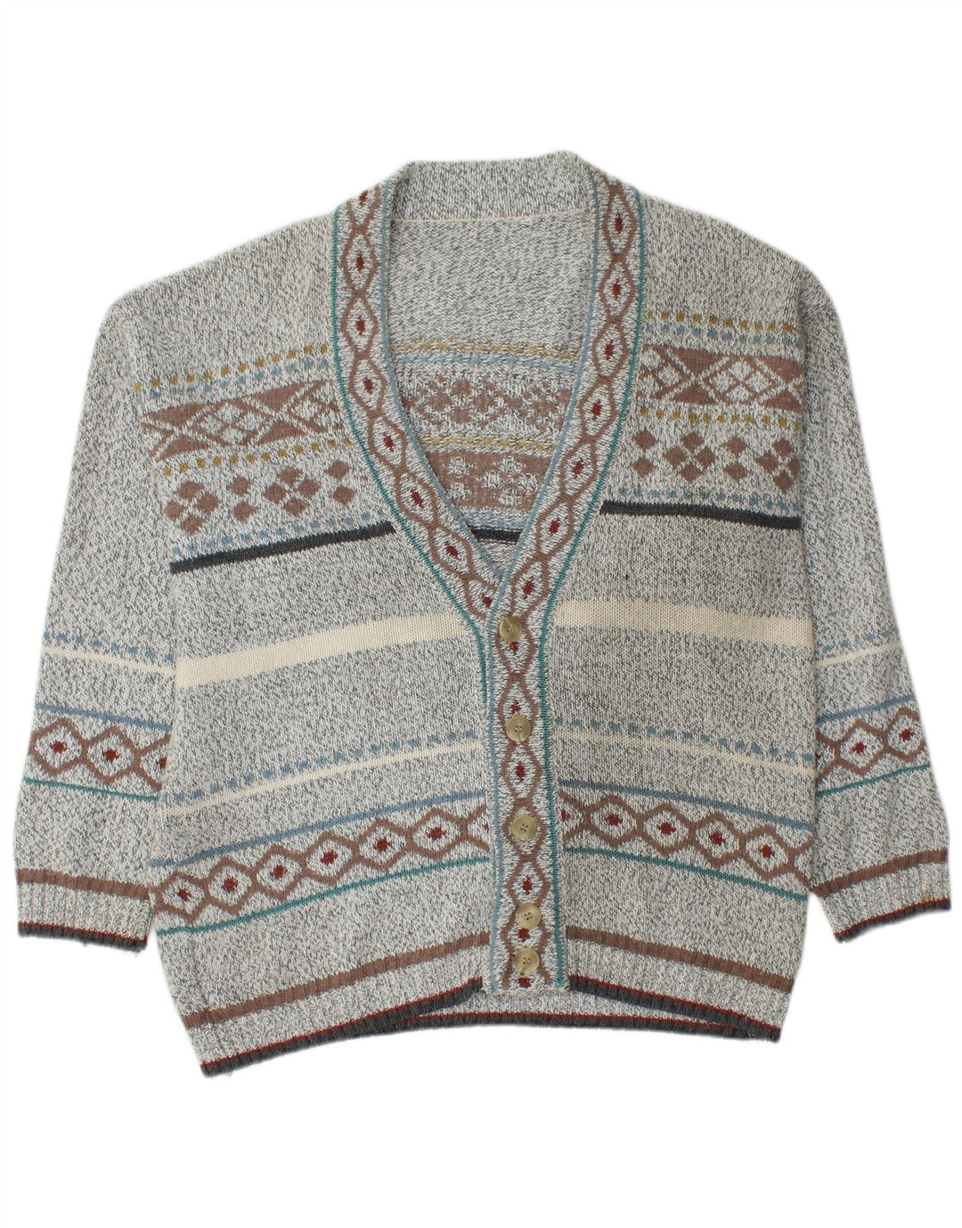 Męski sweter rozpinany VINTAGE średnio szary Fair Isle
