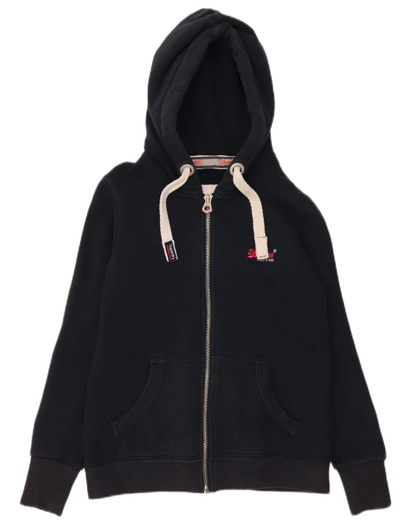 Damski sweter z kapturem i zamkiem Superdry UK 16, duży, granatowy, bawełniany