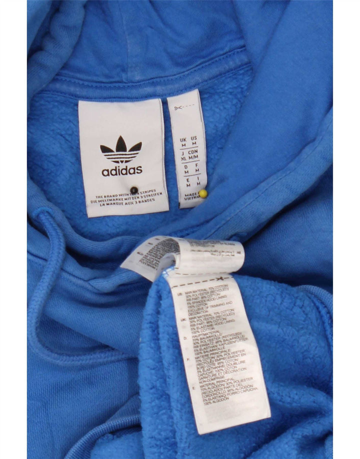 Adidas Męska bluza z kapturem, średnia niebieska, bawełniana