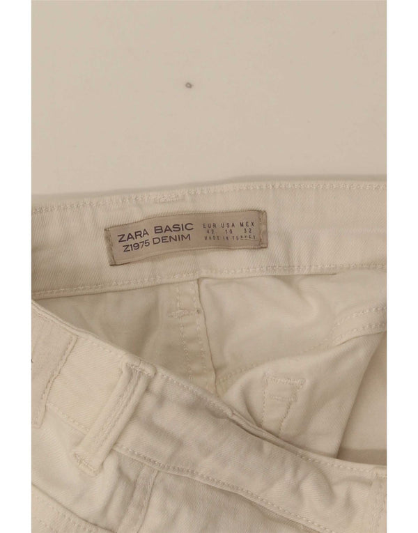 Zara Womens Crop Slim Jeans EU 42 Large W32 L24 White Cotton