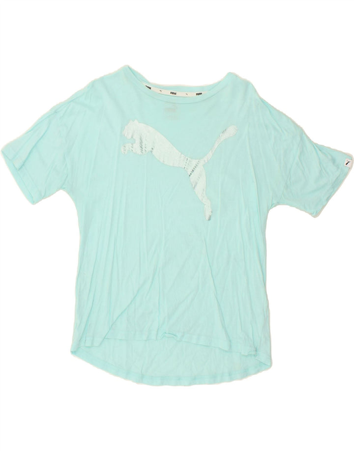 PUMA Womens Graphic T-Shirt Top UK 10 Small Blue Vintage Puma and Second-Hand Puma from Messina Hembry 