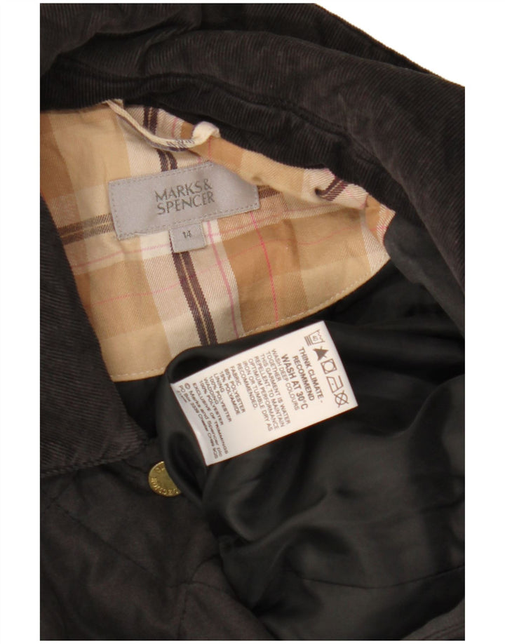 Marks & Spencer Damska pikowana kurtka UK 14, duża, czarna, poliester