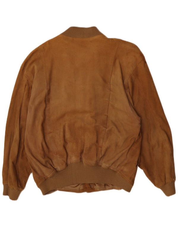 Vintage męska zamszowa kurtka bomber IT 54 2XL brązowa retro