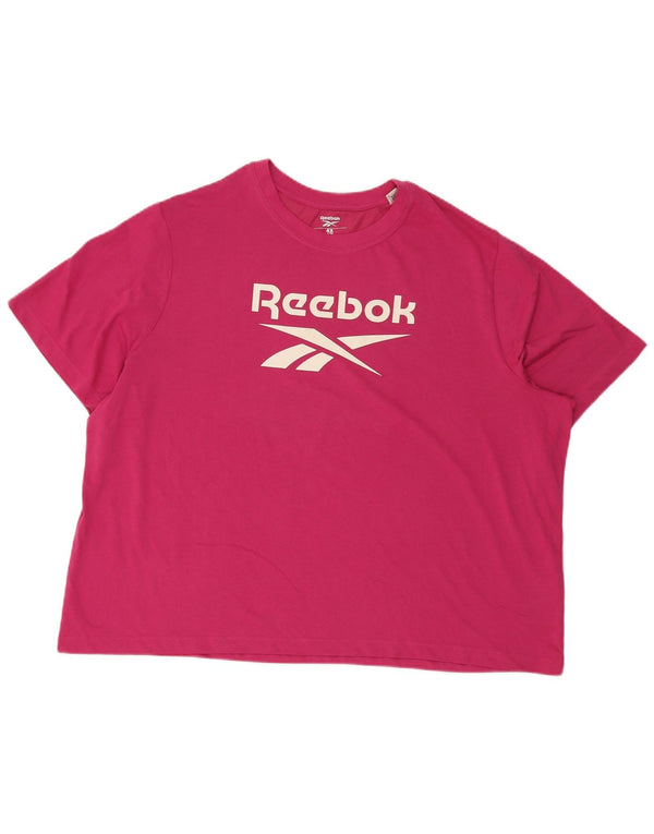Damska koszulka z grafiką Reebok Top UK 30/32 4XL Różowa bawełna
