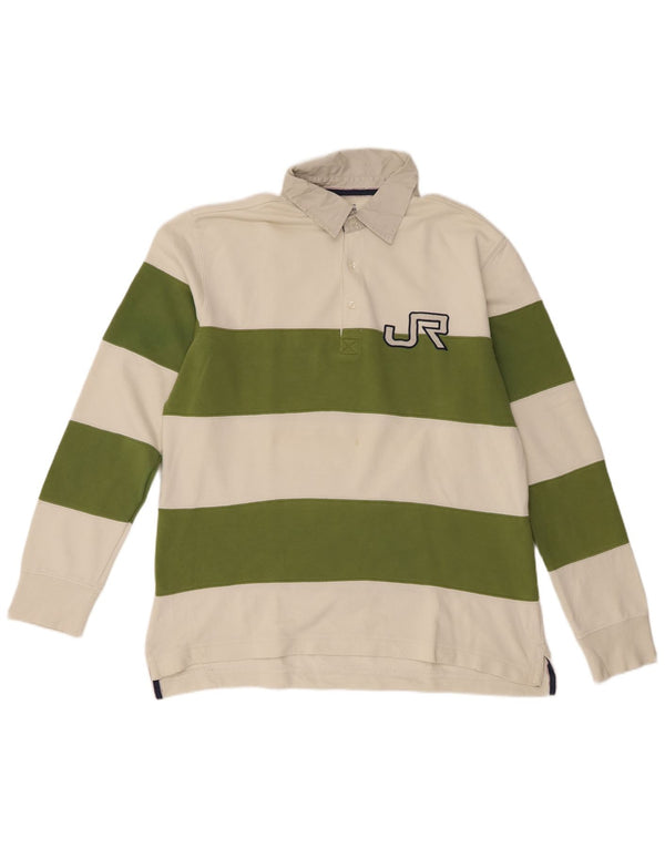 Męska koszulka polo do rugby Rifle z długim rękawem XL, bawełniana w białe paski