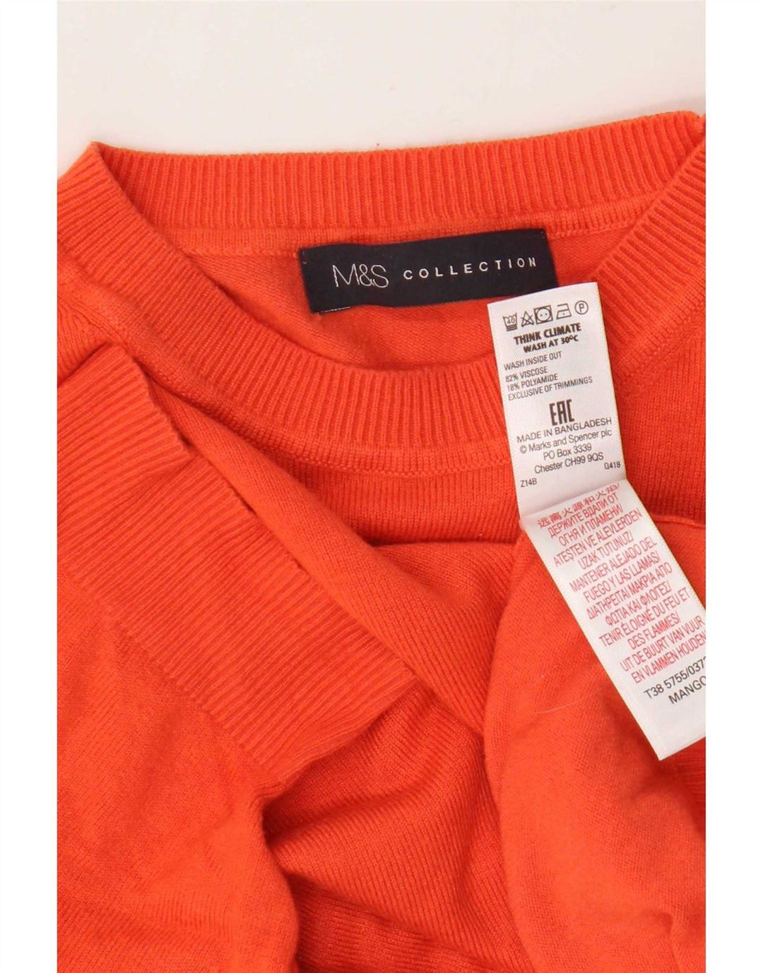 Sweter damski Marks & Spencer z okrągłym dekoltem, UK 12, średni pomarańczowy