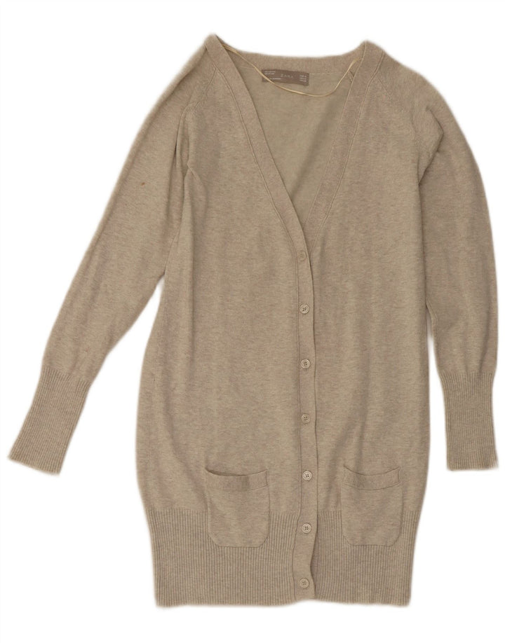 Damski sweter o przedłużonym fasonie Zara UK 12, średnioszary, bawełniany