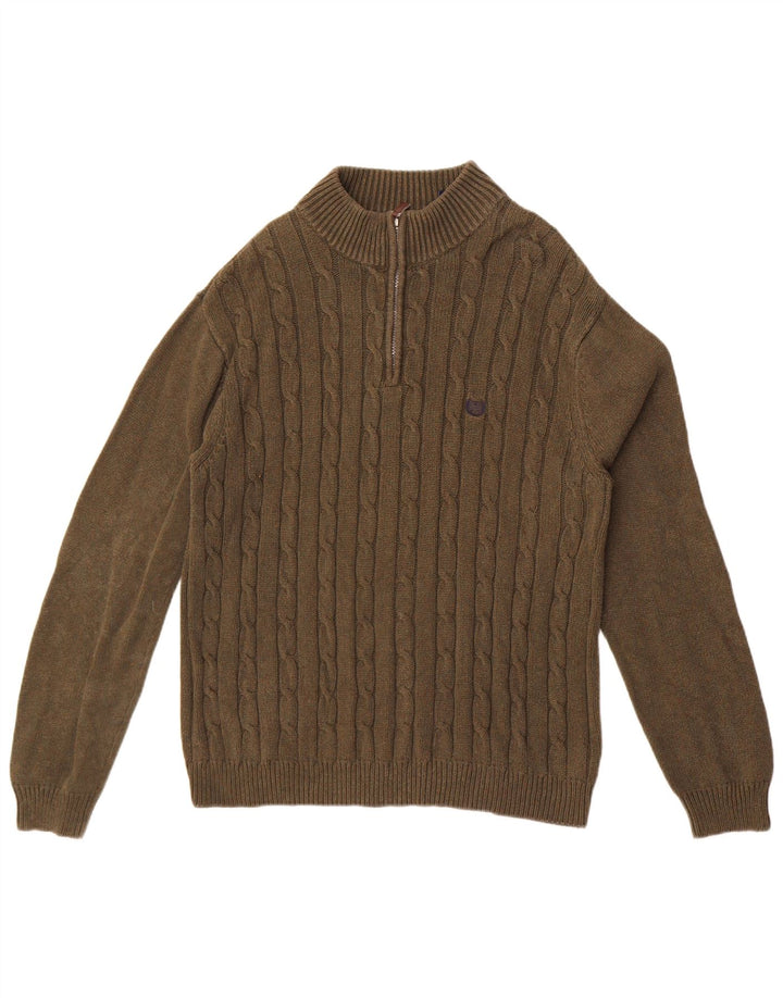 Męski sweter z zamkiem błyskawicznym Chaps, bawełna w kolorze khaki