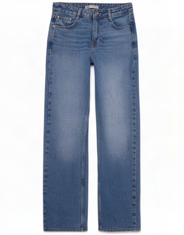 Proste dżinsy damskie Zara EU 36 XS W26 L29 Niebieskie bawełniane