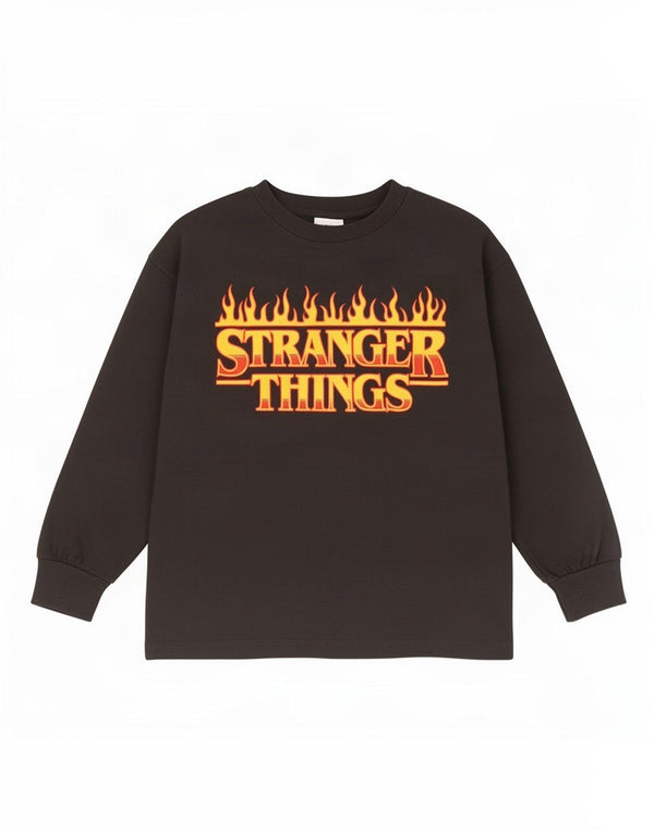 Chłopięcy top z grafiką Zara Stranger Things z długim rękawem 6-7 lat, czarna bawełna