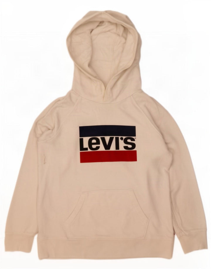 Męski sweter z kapturem Levi's z grafiką, mały, biały, bawełniany