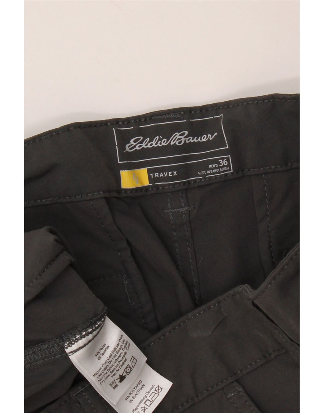 EDDIE BAUER Mens Chino Shorts W36 Large Grey Nylon Vintage Eddie Bauer and Second-Hand Eddie Bauer from Messina Hembry 