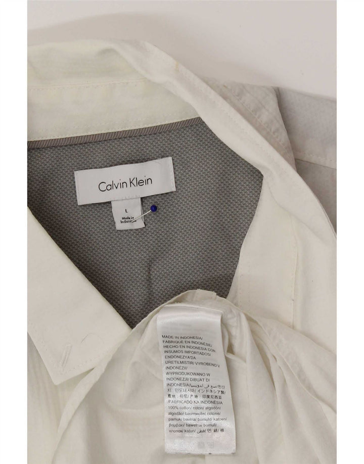 Męska koszula z krótkim rękawem Calvin Klein, duża, biała, bawełniana
