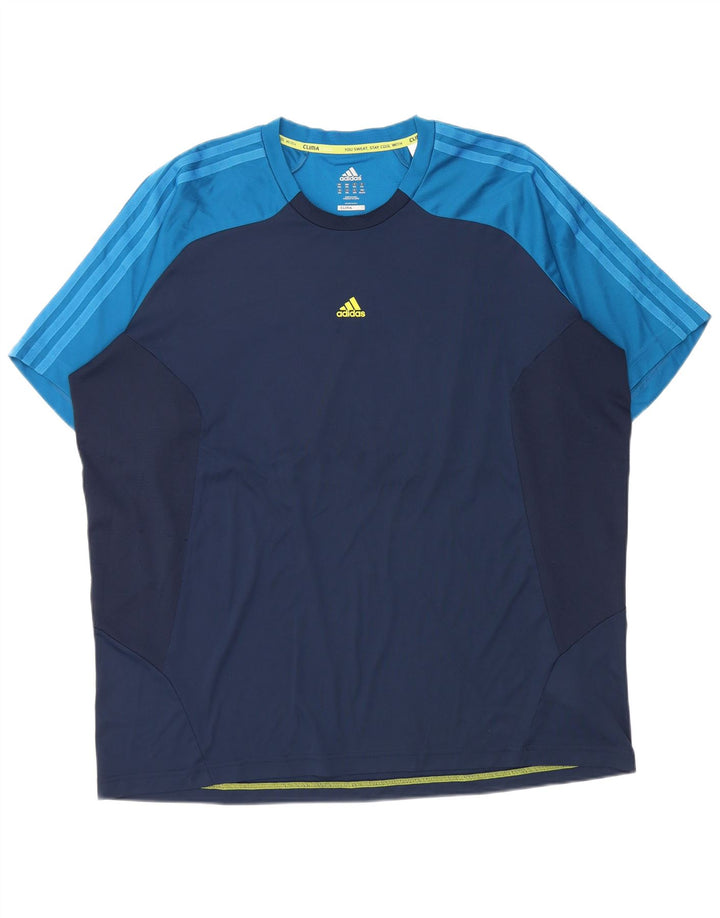 Adidas Męska koszulka Climacool Top 2XL Granatowy poliester z blokami kolorów