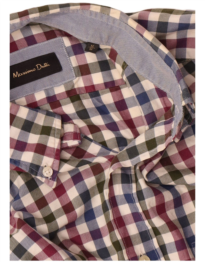 MASSIMO DUTTI Męska koszula flanelowa, średnia wielokolorowa bawełniana kratka