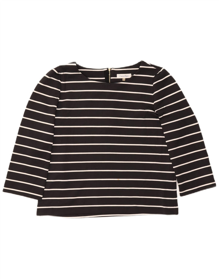 Damski top CALVIN KLEIN z rękawem 3/4, UK 14, średni czarny poliester w paski