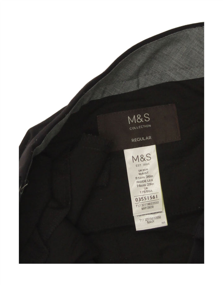 Męskie spodnie garniturowe Marks & Spencer Regular W36 L29, czarny poliester