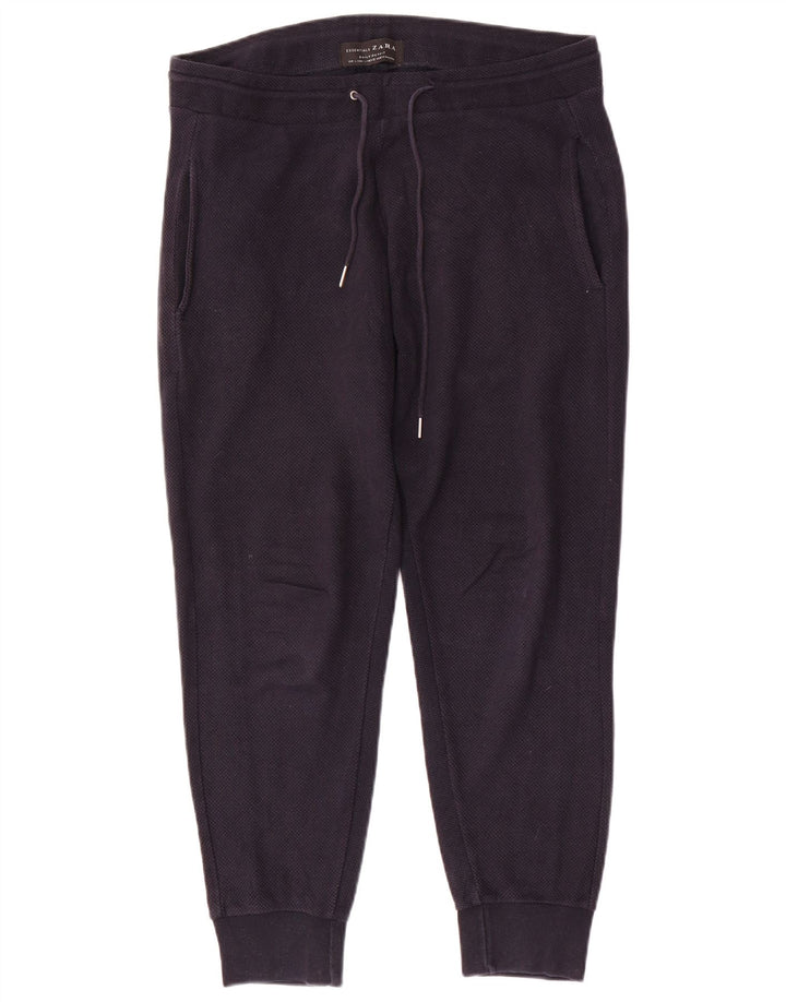 Męskie spodnie dresowe Zara Joggers, duże, granatowe, bawełniane