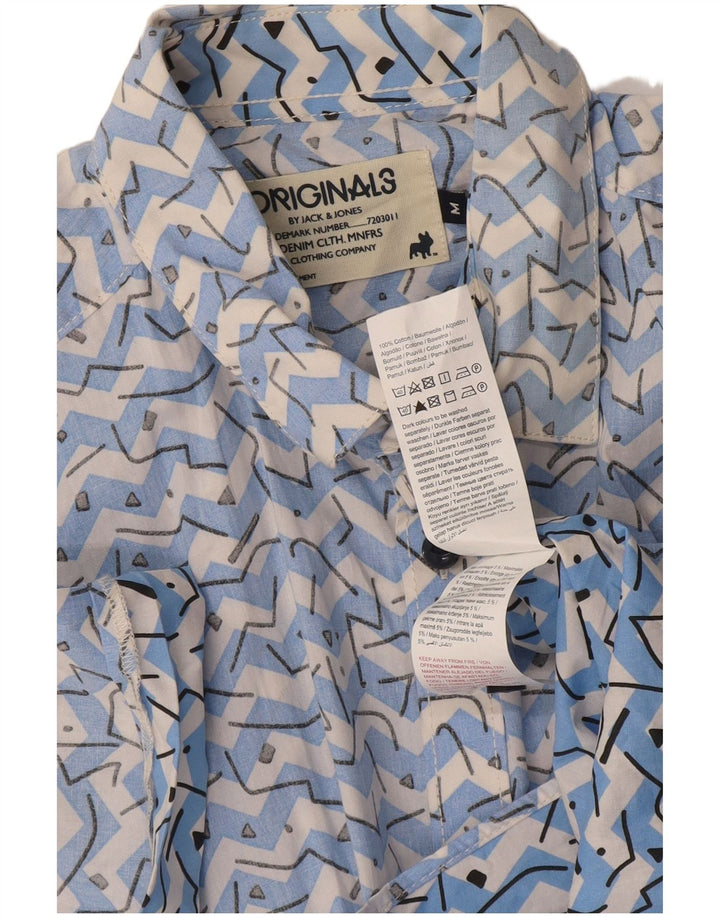 Męska koszula z krótkim rękawem Jack & Jones, średnia niebieska, geometryczna bawełna